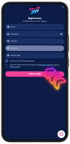 Enter email and create password