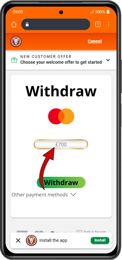 Enter withdrawal amount