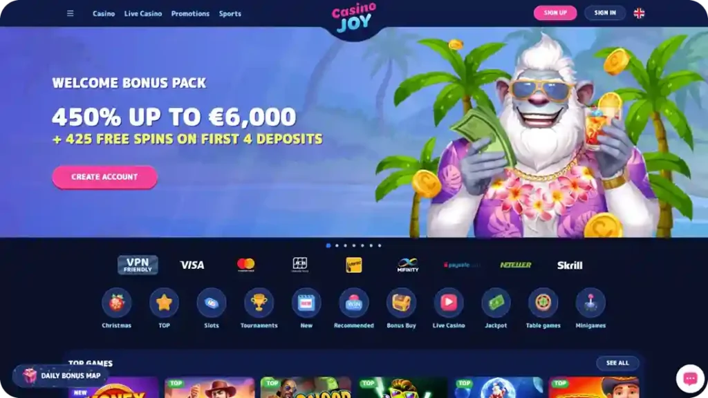 Casino Joy main page